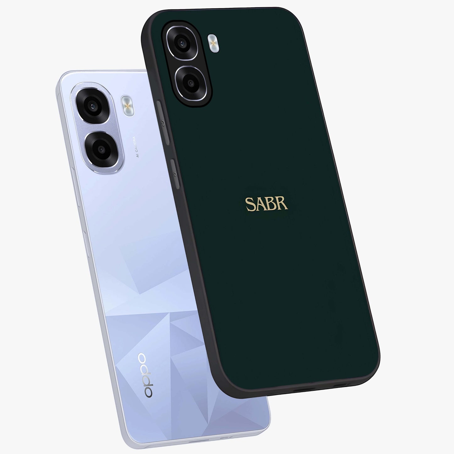 Sabr Minimal Patience Glass Case displayed in angled mockup highlighting simple inspirational design with clean aesthetic style.