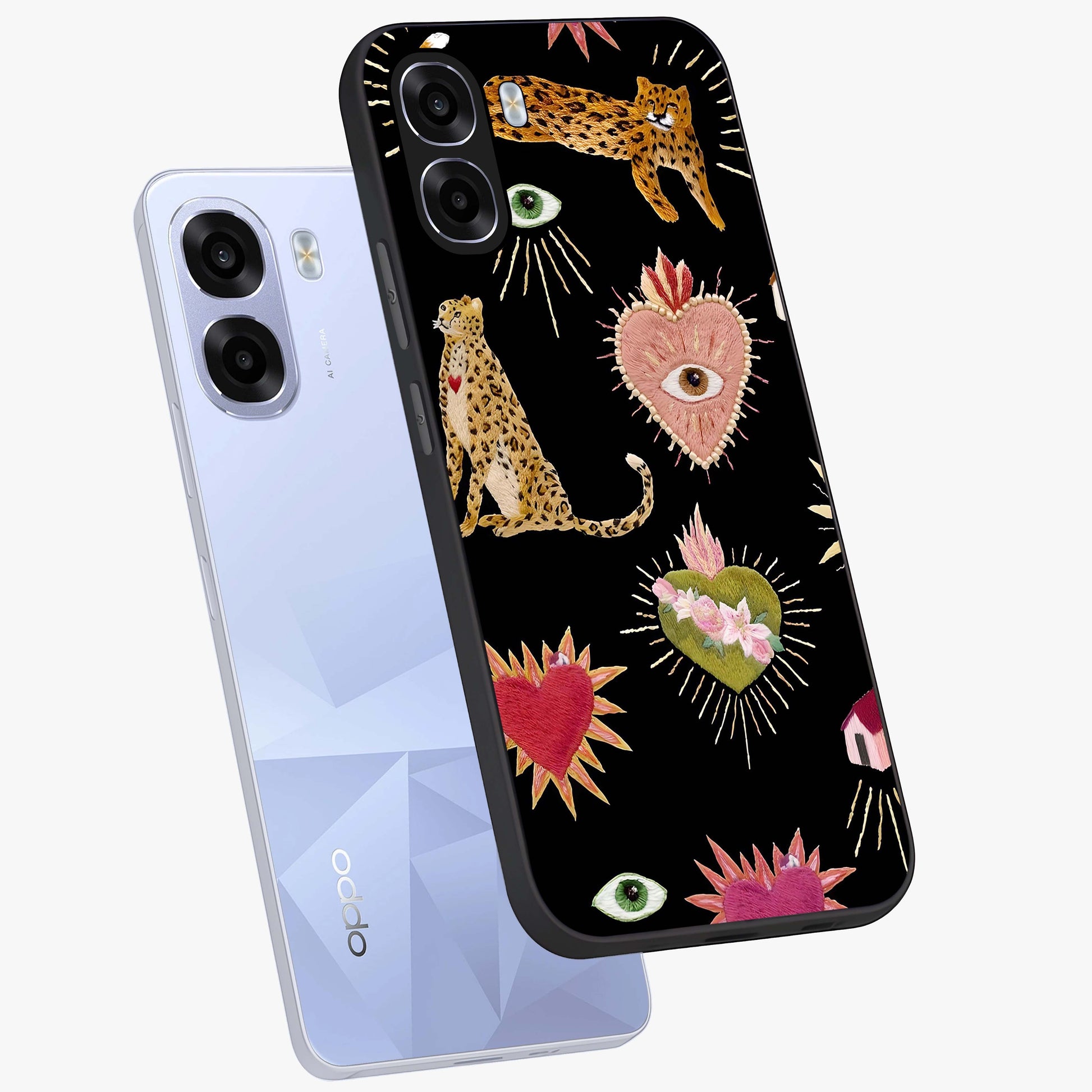 Sacred Jungle Heart Glass Case displayed in angled mockup highlighting lush tropical design with natural aesthetic style.