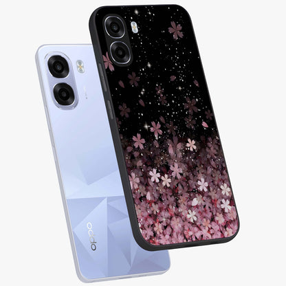 Small Starry Flowers Glass Case displayed in angled mockup highlighting tiny flower pattern with celestial aesthetic style.