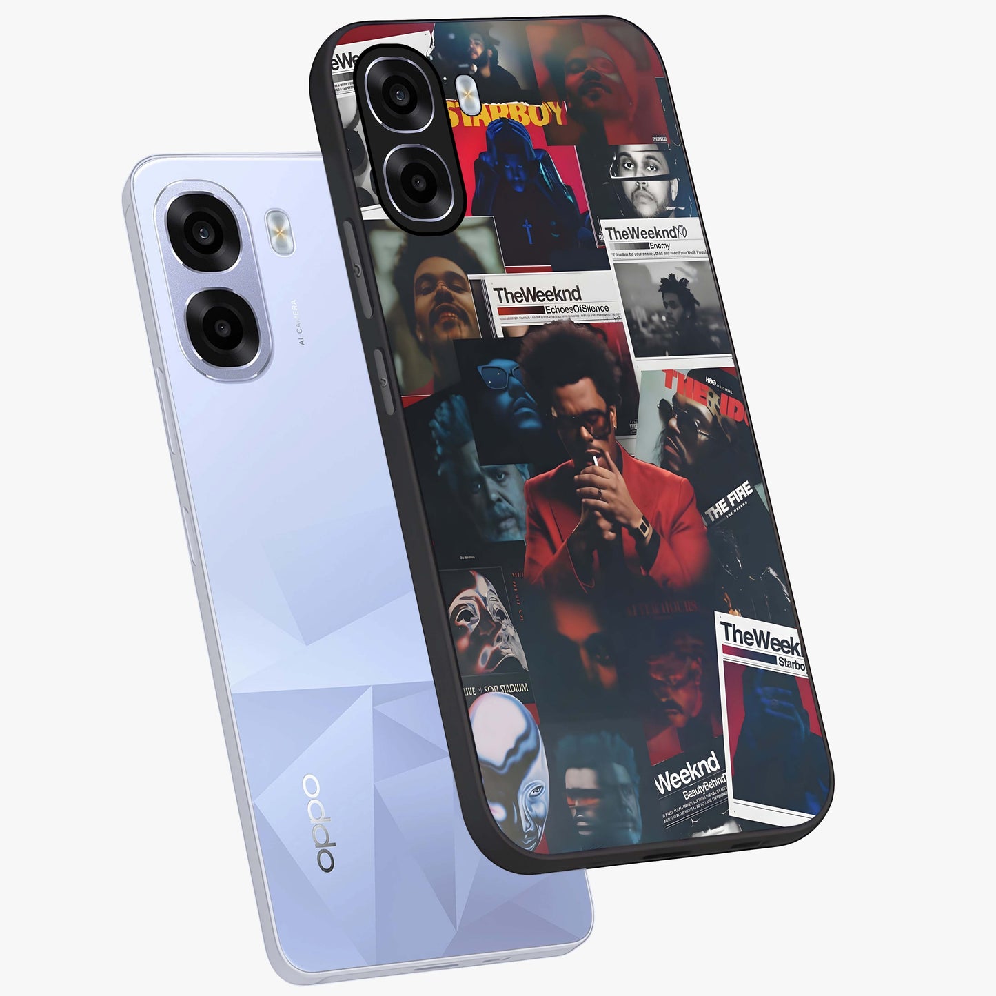 The Weeknd Glass Case displayed in angled mockup highlighting stylish pop culture inspired design with modern aesthetic.