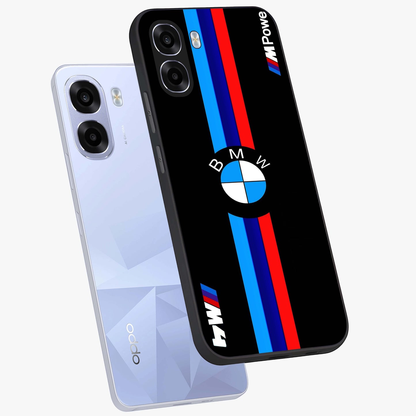 Turbo BMW Beast Glass Case displayed in angled mockup highlighting sleek racing car design with bold automotive aesthetic.