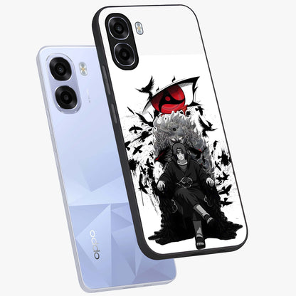 Uchiha Shadow Throne Glass Case displayed in angled mockup highlighting glowing aquatic design with celestial aesthetic.