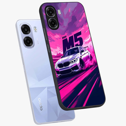 Velocity Drift Pulse Glass Case displayed in angled mockup highlighting dynamic drift design with sporty automotive aesthetic.