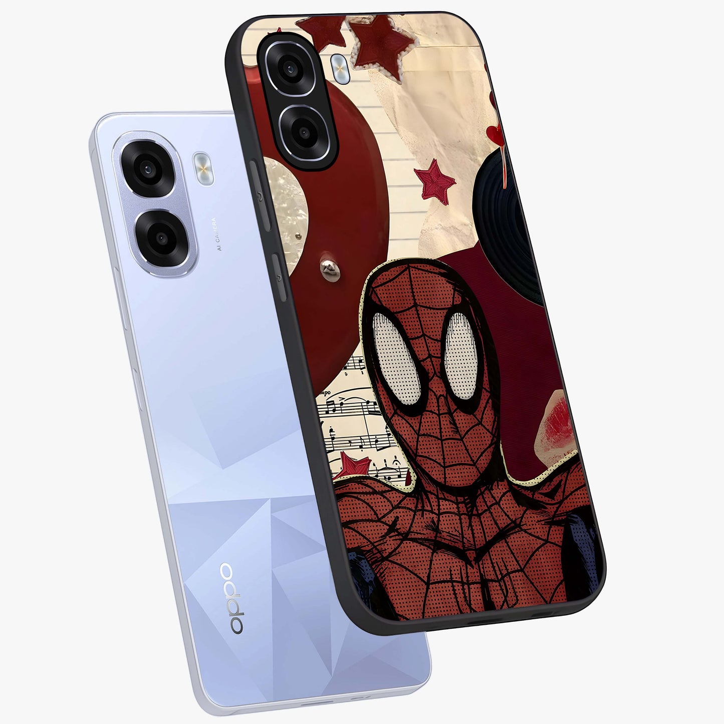 Web Warrior Vibes Glass Case displayed in angled mockup highlighting dynamic web design with comic style aesthetic.