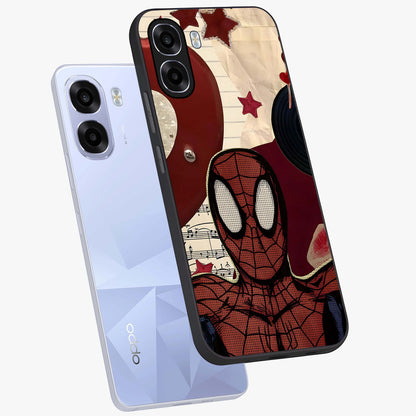 Web Warrior Vibes Glass Case displayed in angled mockup highlighting dynamic web design with comic style aesthetic.