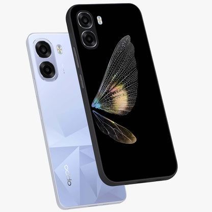 Whispers Of Wings Glass Case displayed in angled mockup highlighting soft feather design with celestial aesthetic style.