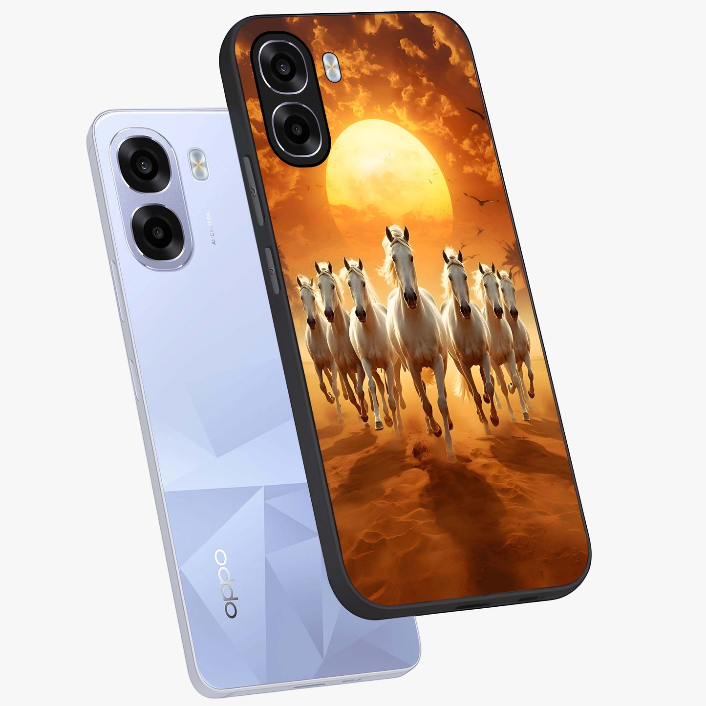 Wild Sunset Majesty Glass Case displayed in angled mockup highlighting vibrant sunset sky design with scenic aesthetic.