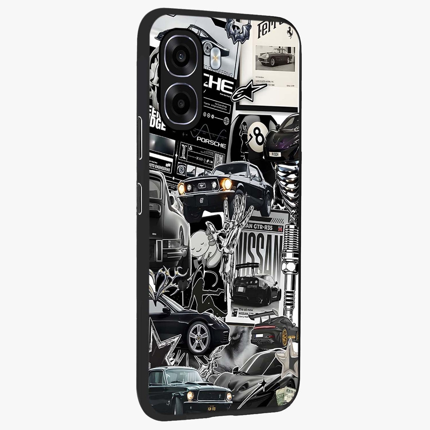 Aesthetic Dark Love Glass Case upright view showcasing dramatic romantic artwork with modern aesthetic style.