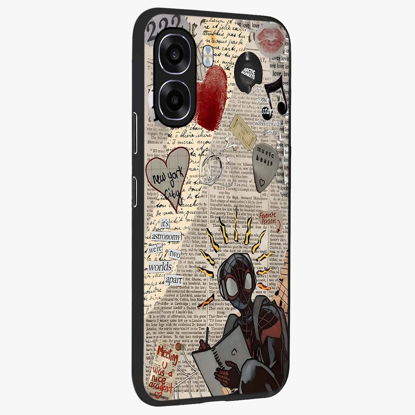 City Dream Sketch Glass Case upright view showcasing urban skyline artwork with stylish hand drawn design.