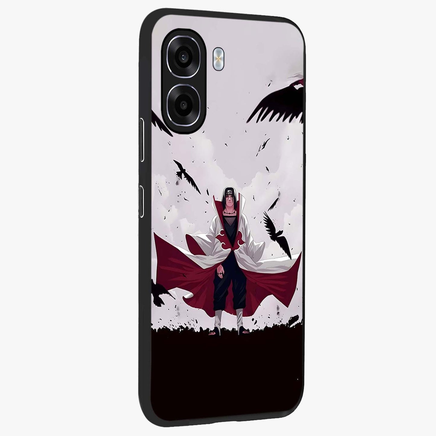 Crimson Crow Ascension Glass Case upright view showcasing dramatic crow artwork with bold gothic theme.