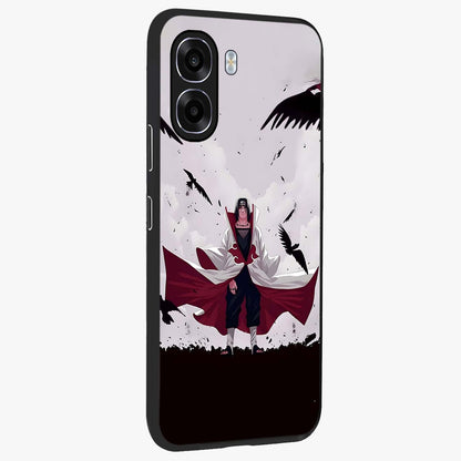 Crimson Crow Ascension Glass Case upright view showcasing dramatic crow artwork with bold gothic theme.
