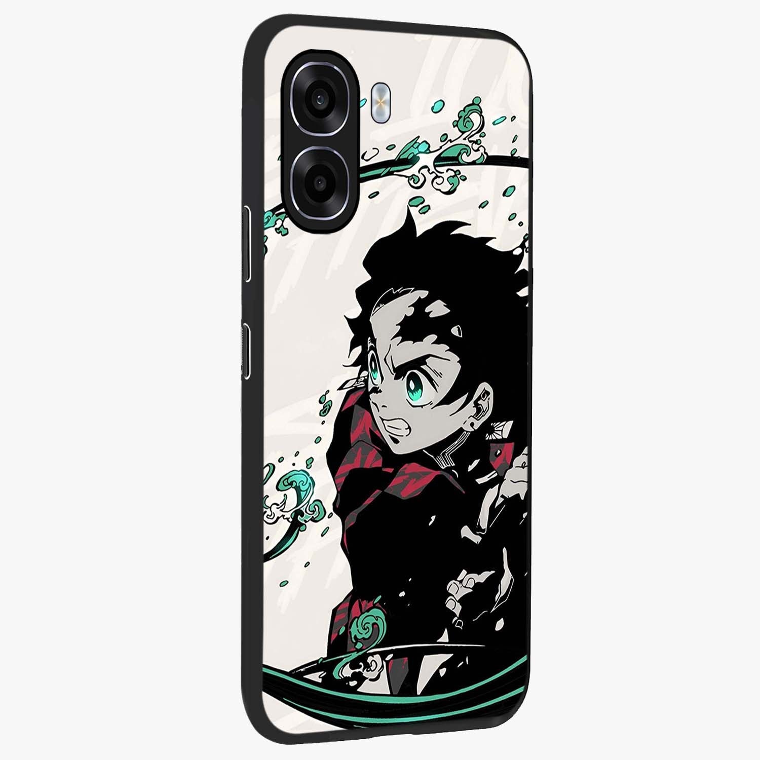 Demon Slayer Glass Case upright view showcasing powerful anime artwork with intense warrior theme.