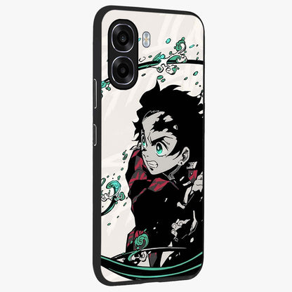 Demon Slayer Glass Case upright view showcasing powerful anime artwork with intense warrior theme.