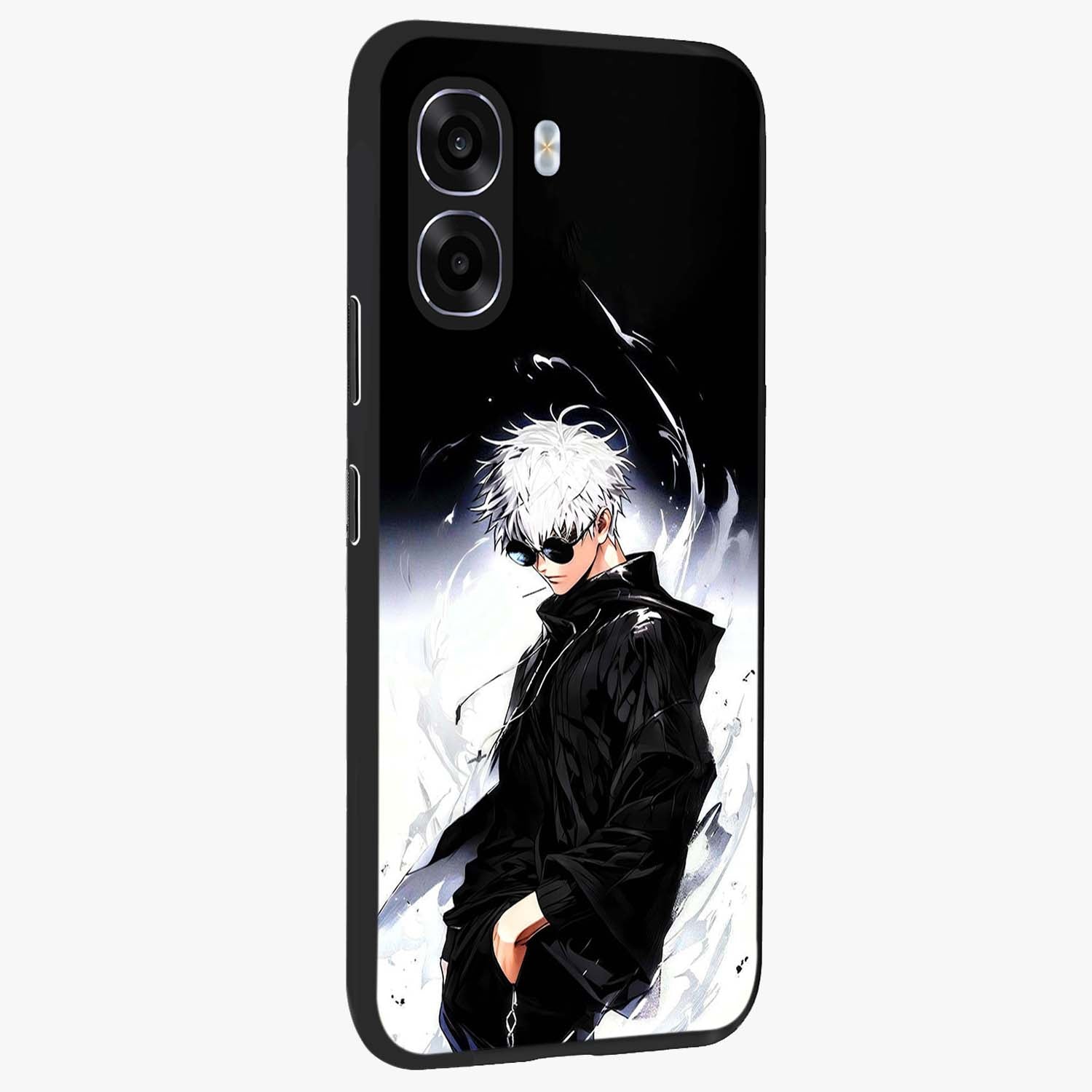 Limitless Shadow King Glass Case upright view showcasing bold shadow warrior artwork with epic fantasy theme.