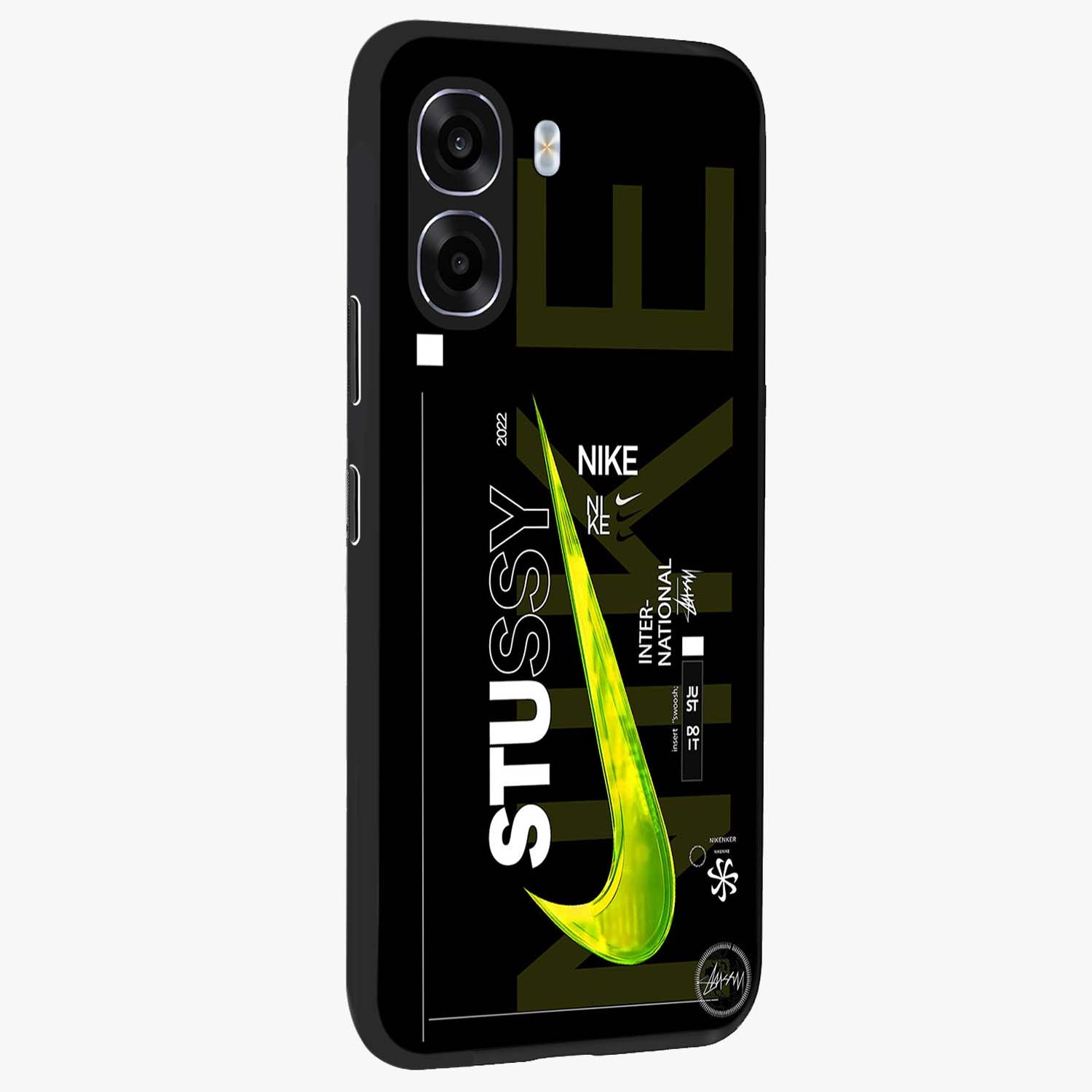 Neon Street Edition Glass Case upright view showcasing colorful neon artwork with modern street culture theme.