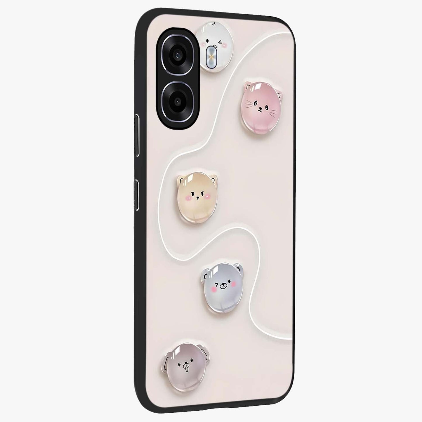 Puffy Face Parade Glass Case upright view showcasing adorable character artwork with cheerful animated theme.