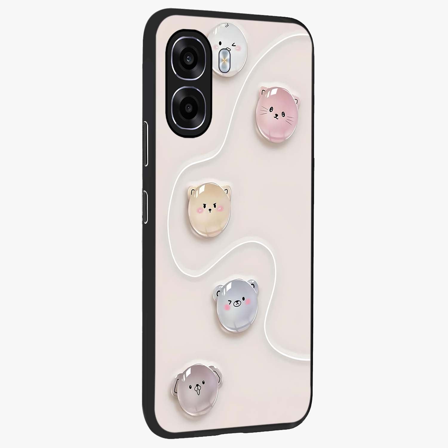 Puffy Face Parade Glass Case upright view showcasing adorable character artwork with cheerful animated theme.