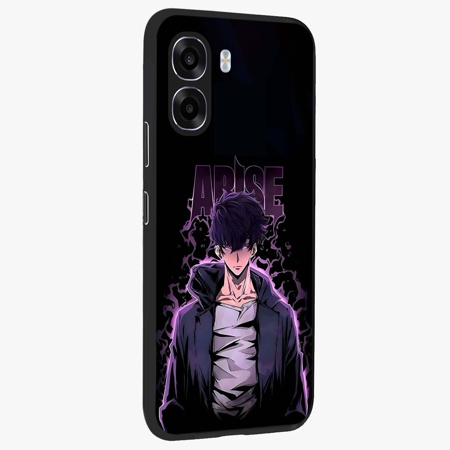 Shadow Monarch Awakening Glass Case upright view showcasing bold monarch artwork with mystical awakening theme.