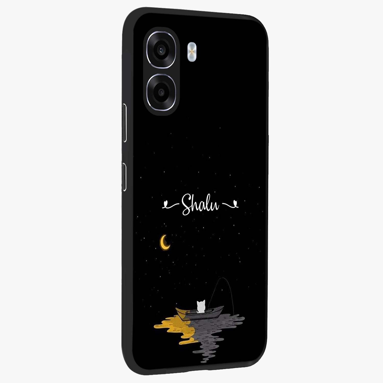 Silent Night Row Glass Case upright view showcasing tranquil night artwork with serene landscape theme.