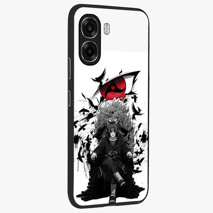 Uchiha Shadow Throne Glass Case upright view showcasing magical underwater galaxy artwork with vibrant cosmic theme.