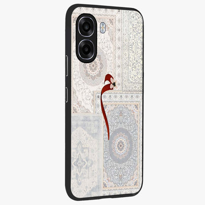 White Aesthetic Bow Glass Case upright view showcasing delicate ribbon bow artwork with cute minimalist theme.