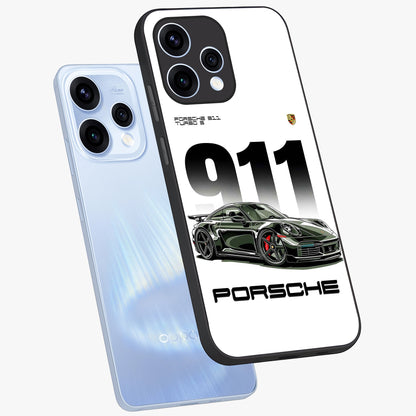 911 Turbo Dominance Glass Case displayed in premium angled mockup highlighting sporty car illustration and sleek glass surface.
