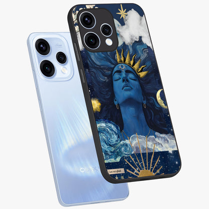Aesthetic Lord Shiva Glass Case displayed in angled mockup highlighting spiritual Shiva illustration and sacred aesthetic design.