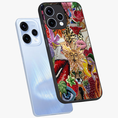 Beaded Fashion Jungle Glass Case displayed in angled mockup highlighting colorful fashion bead design and artistic pattern.