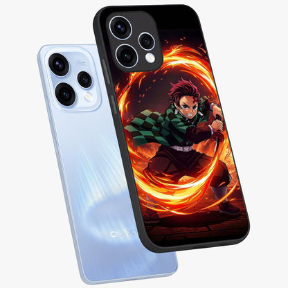 Blazing Sword Resolve Glass Case displayed in angled mockup highlighting powerful sword illustration and bold fantasy theme.