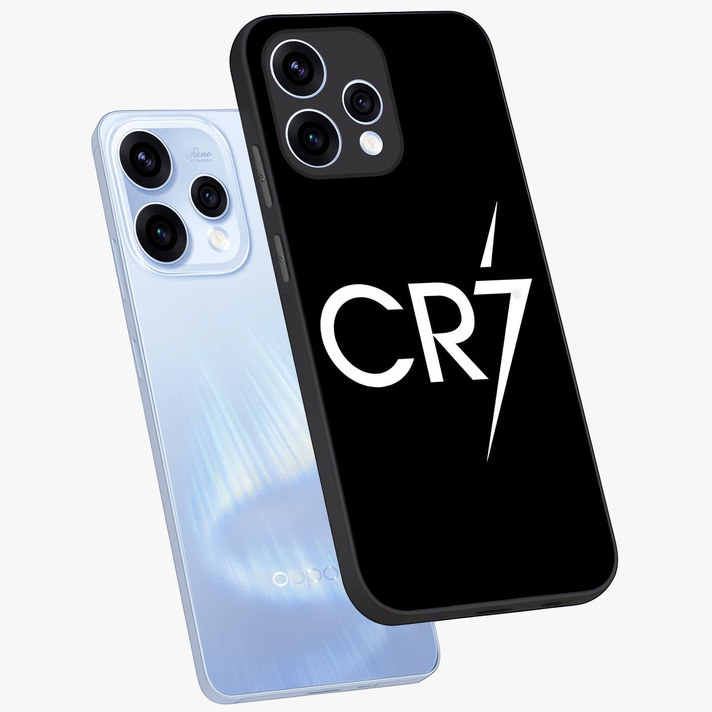 Cr7 Elite Strike Glass Case displayed in angled mockup highlighting powerful sports graphic with bold athletic theme.