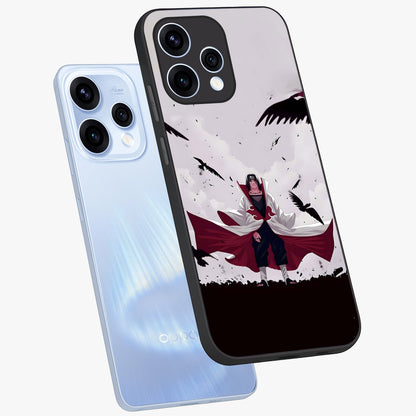 Crimson Crow Ascension Glass Case displayed in angled mockup highlighting powerful crow illustration with dark crimson aesthetic.