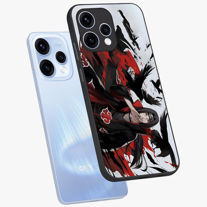Crimson Crow Illusion Glass Case displayed in angled mockup highlighting mysterious crow graphic with dark aesthetic style.