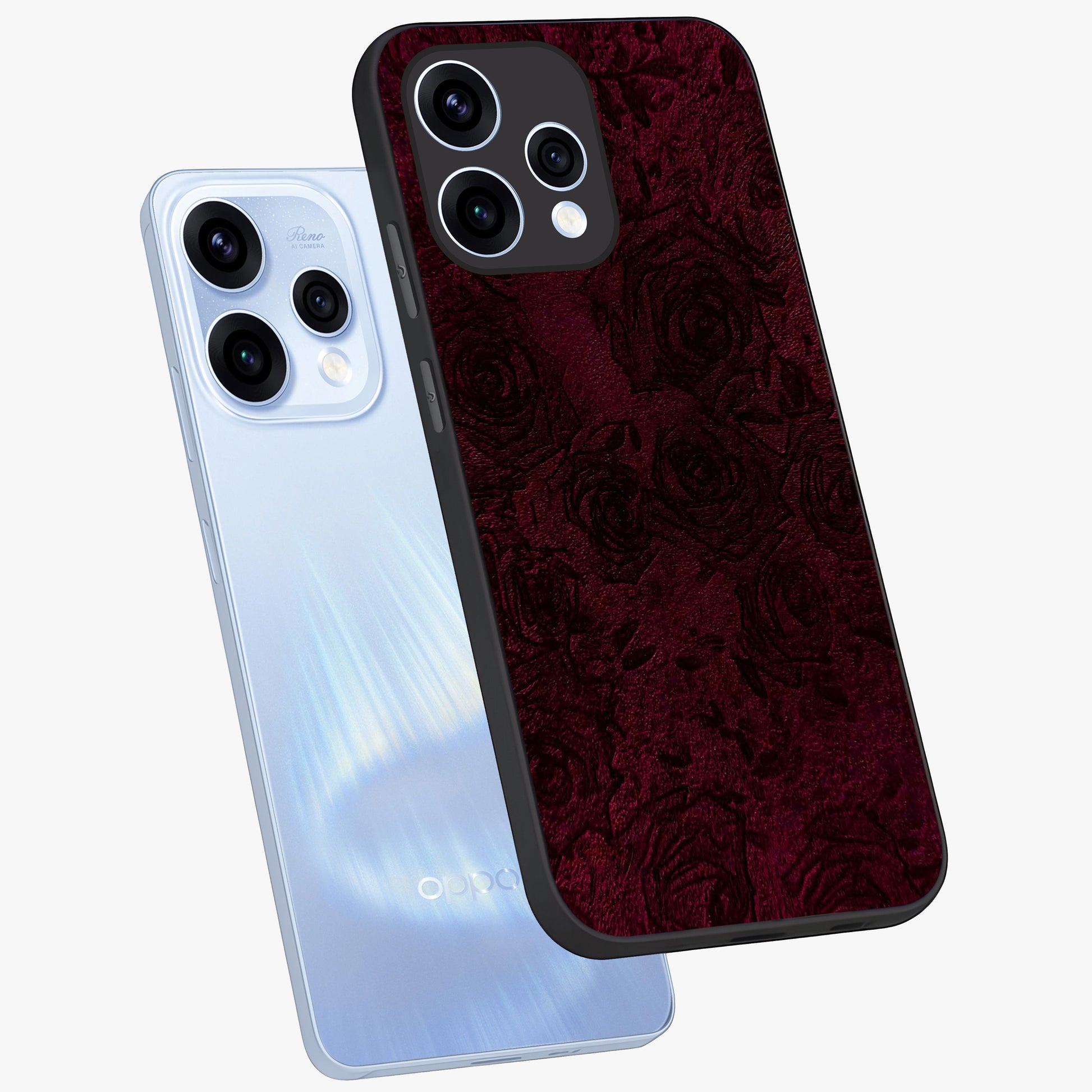 Crimson Fade Flow Glass Case displayed in angled mockup highlighting smooth gradient design with modern aesthetic style.