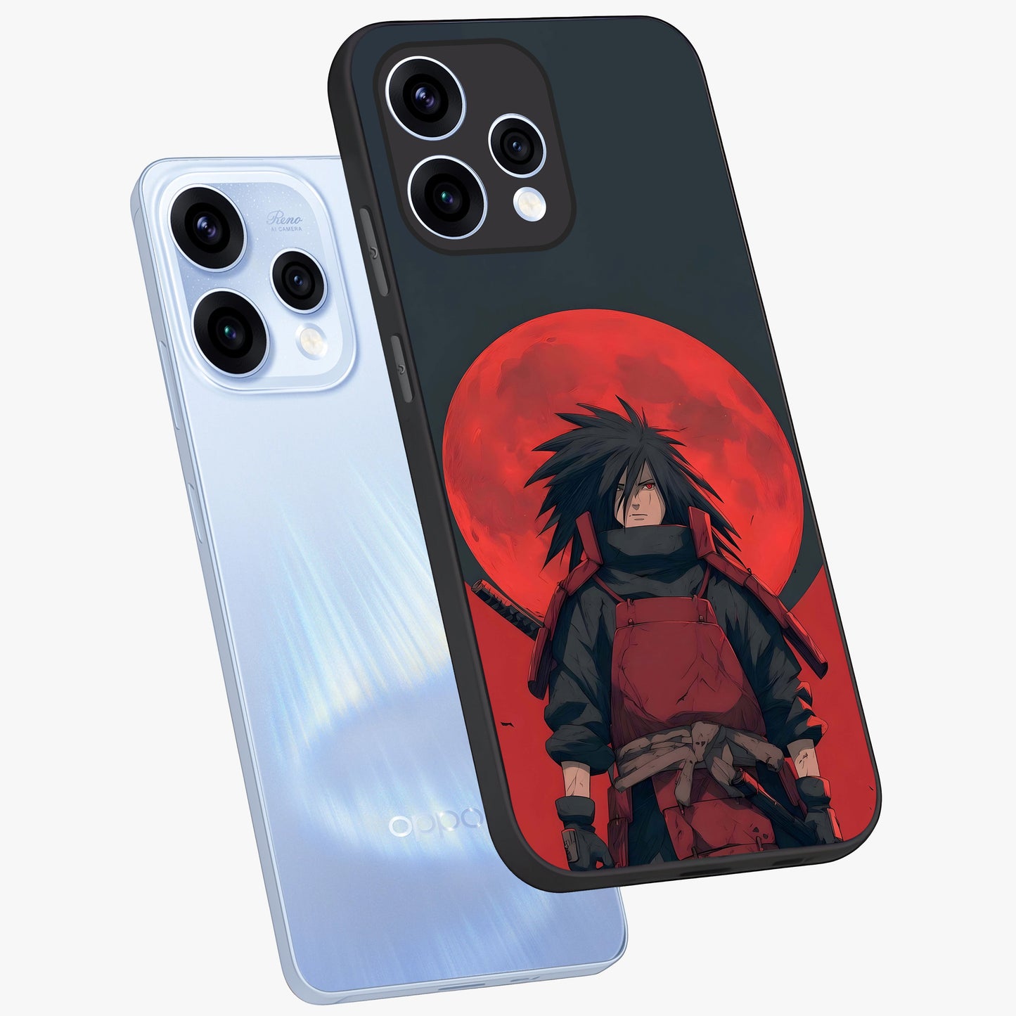 Crimson Moon Warlord Glass Case displayed in angled mockup highlighting dramatic crimson moon design with fantasy aesthetic.