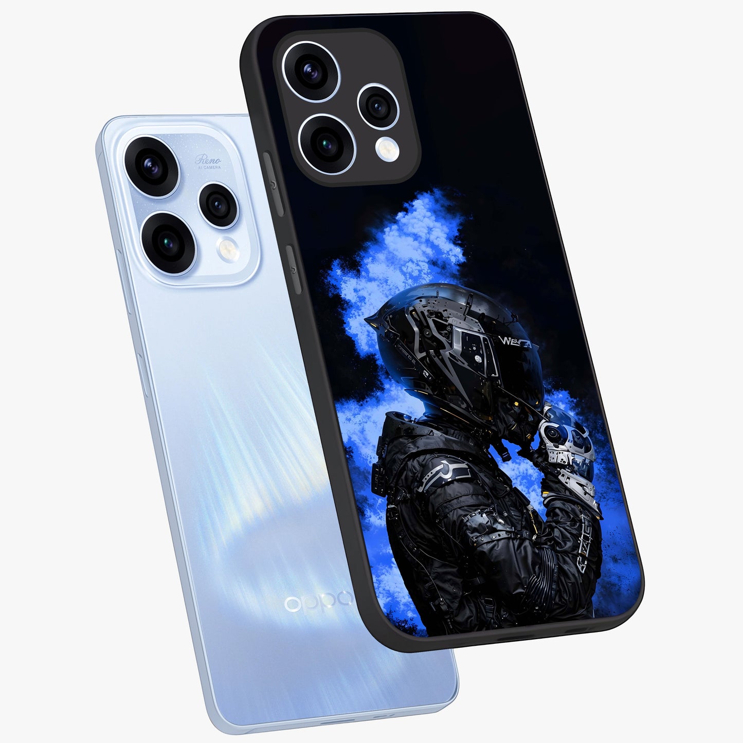 Cyber Sentinel Protocol Glass Case displayed in angled mockup highlighting digital cyber design with sci-fi aesthetic style.