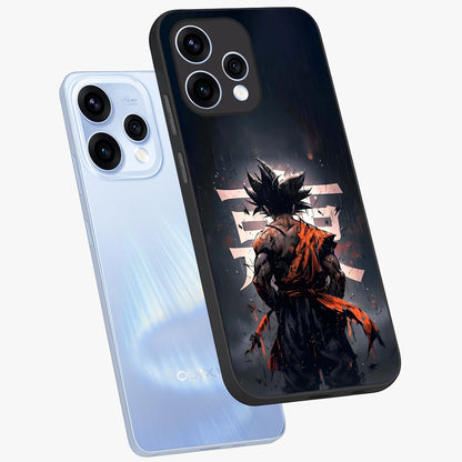 Dark Warrior In Rain Glass Case displayed in angled mockup highlighting dramatic warrior illustration with dark rain aesthetic.