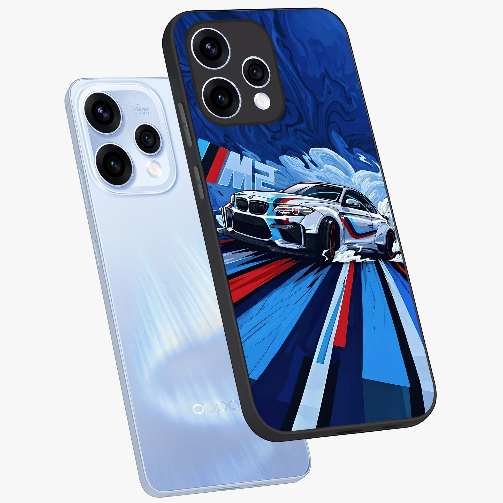 Drift Power Rush Glass Case displayed in angled mockup highlighting powerful drift car design with sporty aesthetic style.