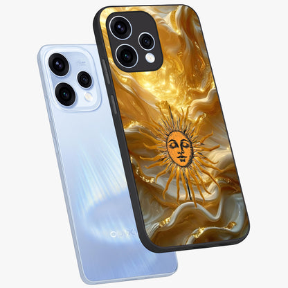 Eternal Golden Glow Glass Case displayed in angled mockup highlighting glowing golden aesthetic design with elegant style.