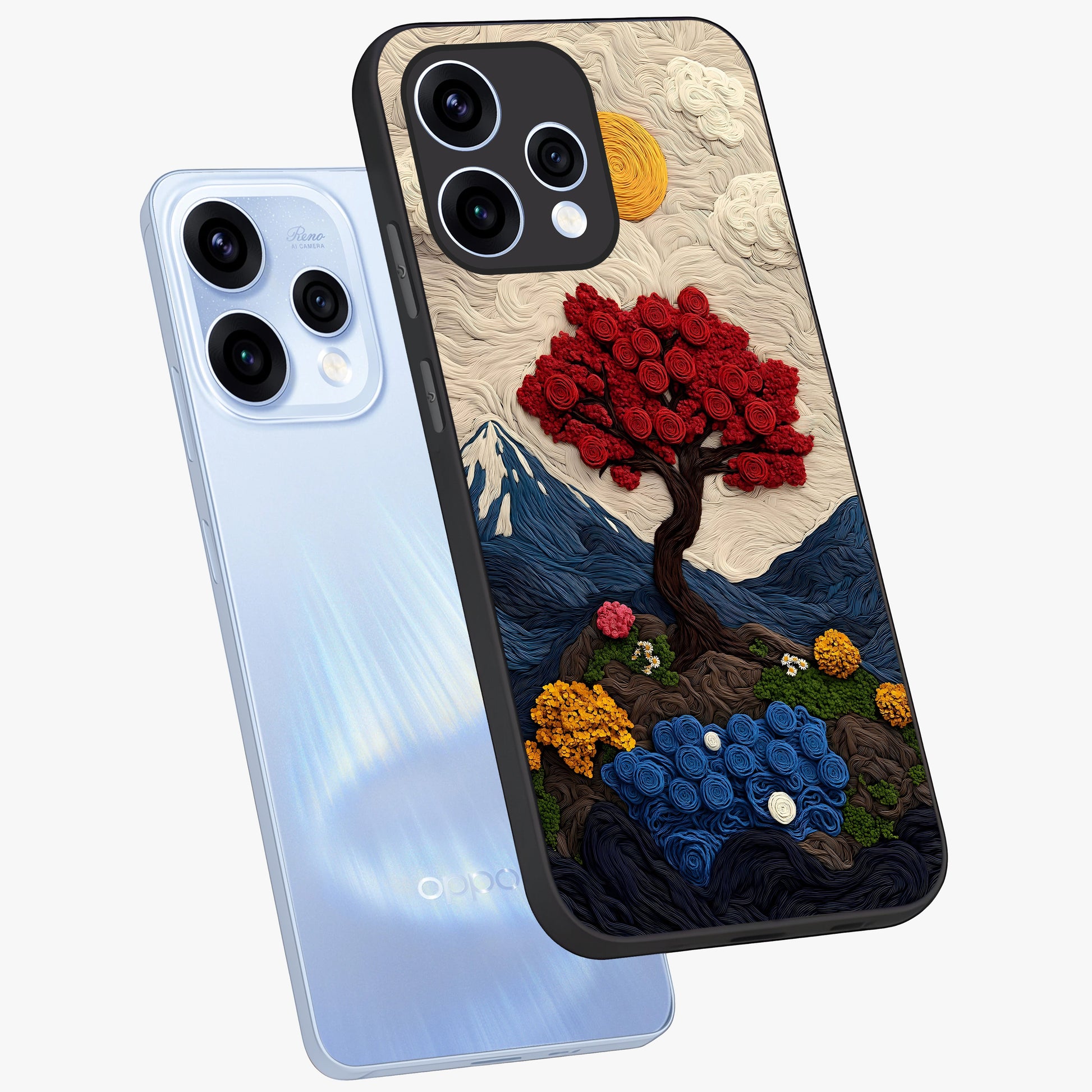 Eternal Nature Tapestry Glass Case displayed in angled mockup highlighting detailed botanical pattern with artistic aesthetic.