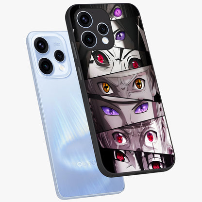 Eyes of Destiny Glass Case displayed in angled mockup highlighting bold eye illustration with mystical aesthetic style.