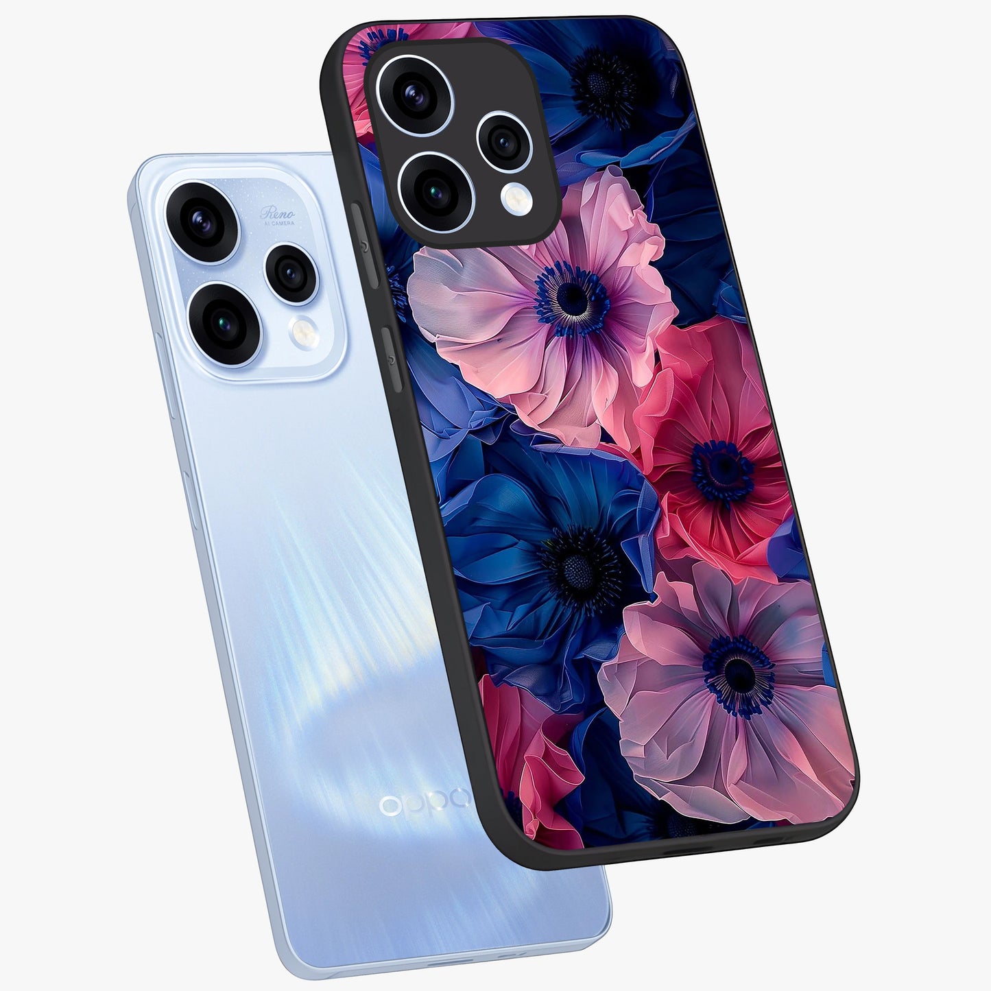 Flower Paper Art Pattern Glass Case displayed in angled mockup highlighting layered paper flower design with artistic aesthetic.