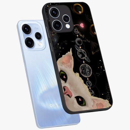 Galactic Cat Glass Case displayed in angled mockup highlighting celestial feline illustration with galaxy aesthetic style.