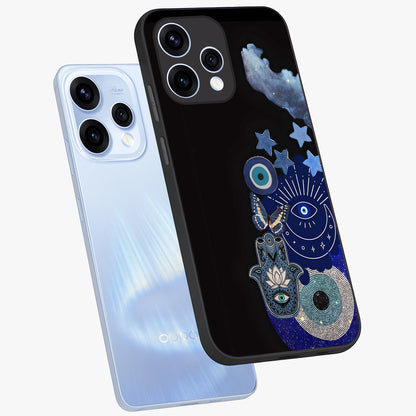 Galactic Charm Cluster Glass Case displayed in angled mockup highlighting luminous galaxy inspired design with dreamy aesthetic.