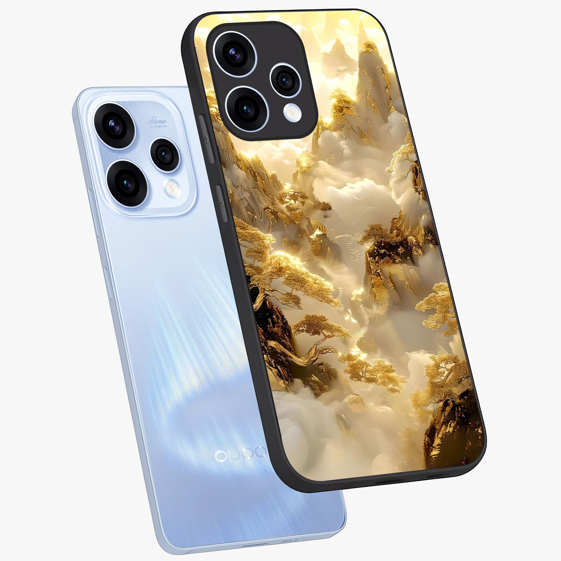 Gates Of Illumination Glass Case displayed in angled mockup highlighting radiant portal inspired design with fantasy aesthetic.