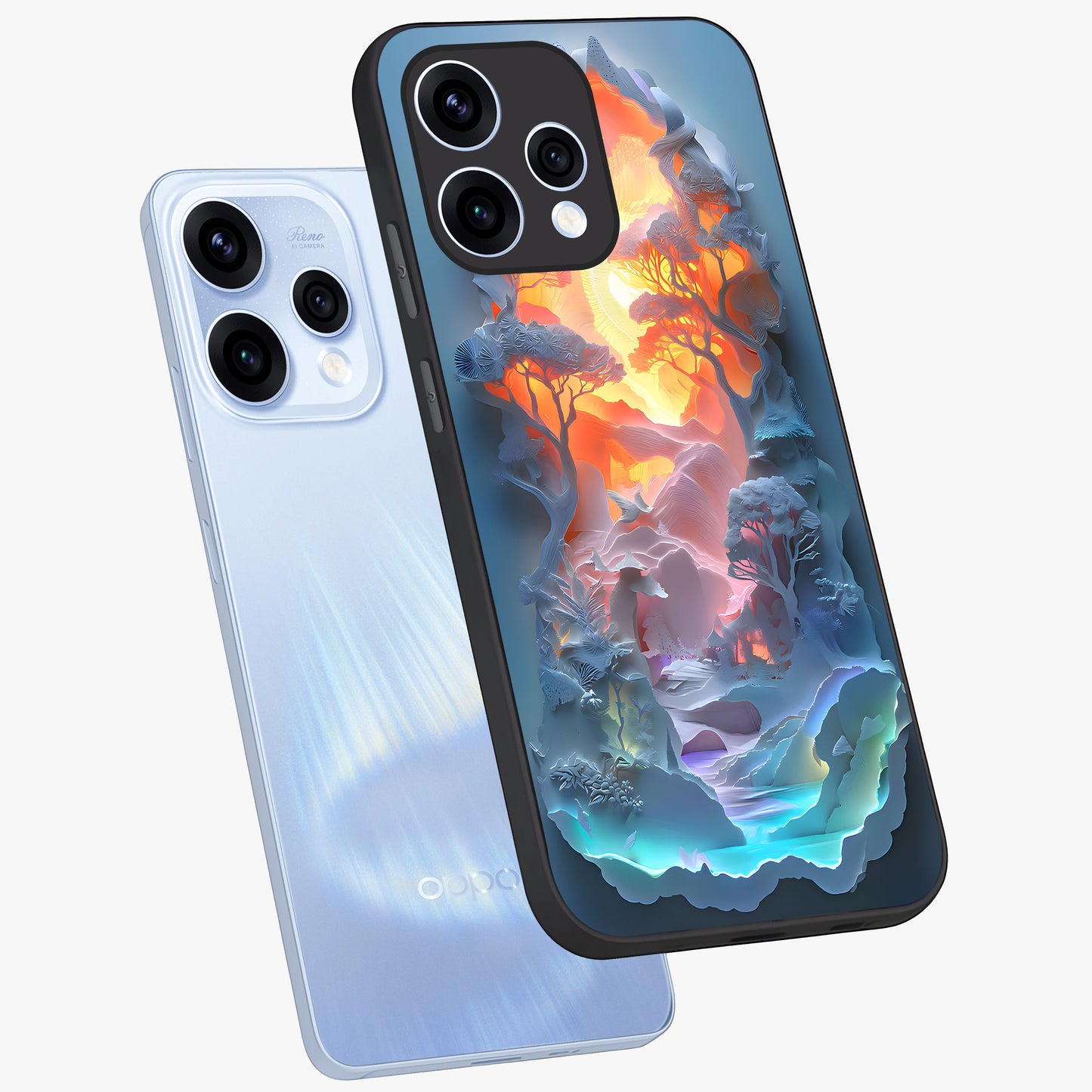 Glow Forest Portal Glass Case displayed in angled mockup highlighting mystical forest design with magical glowing aesthetic.