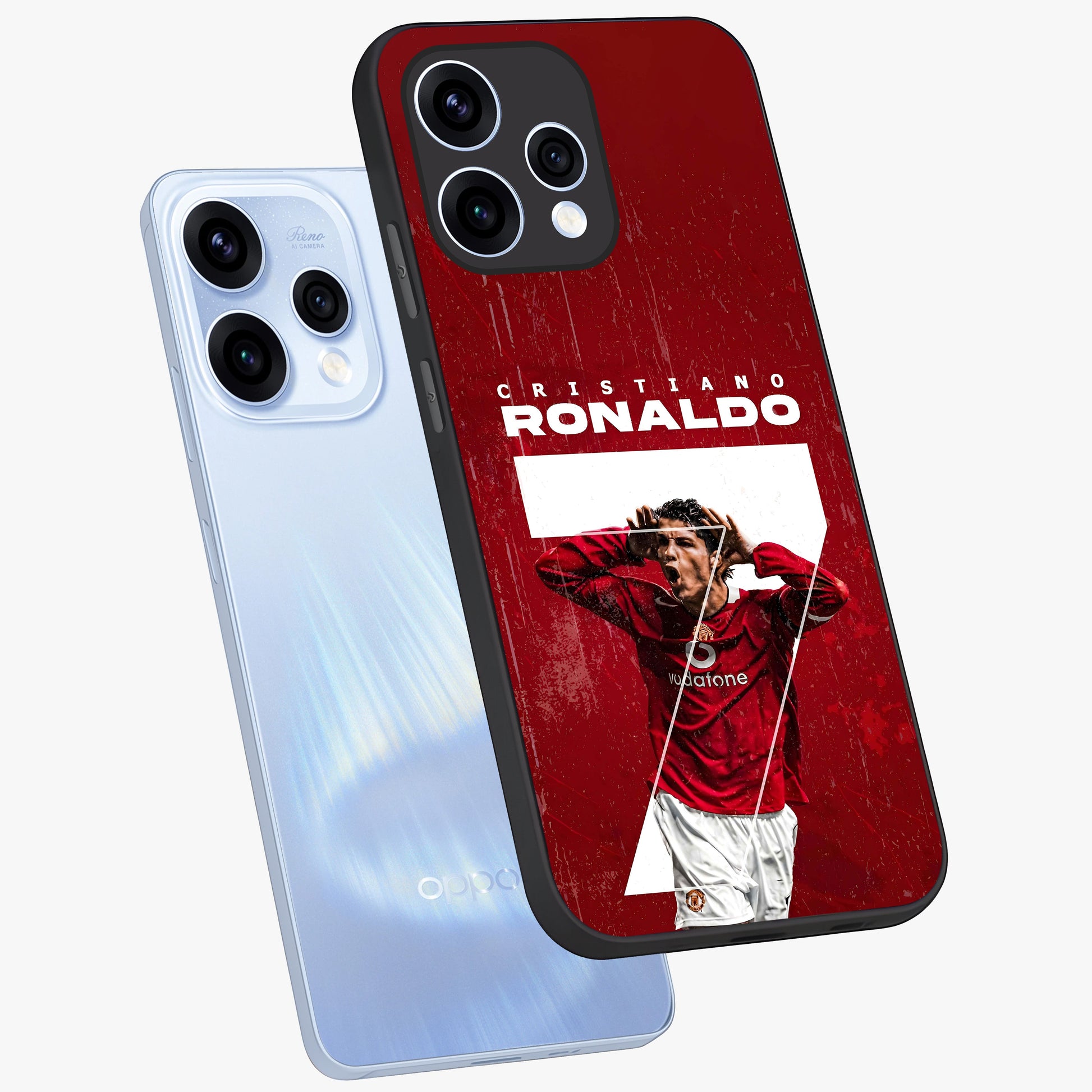 Goal Celebration Legacy Glass Case displayed in angled mockup highlighting energetic sports celebration design with bold athletic theme.