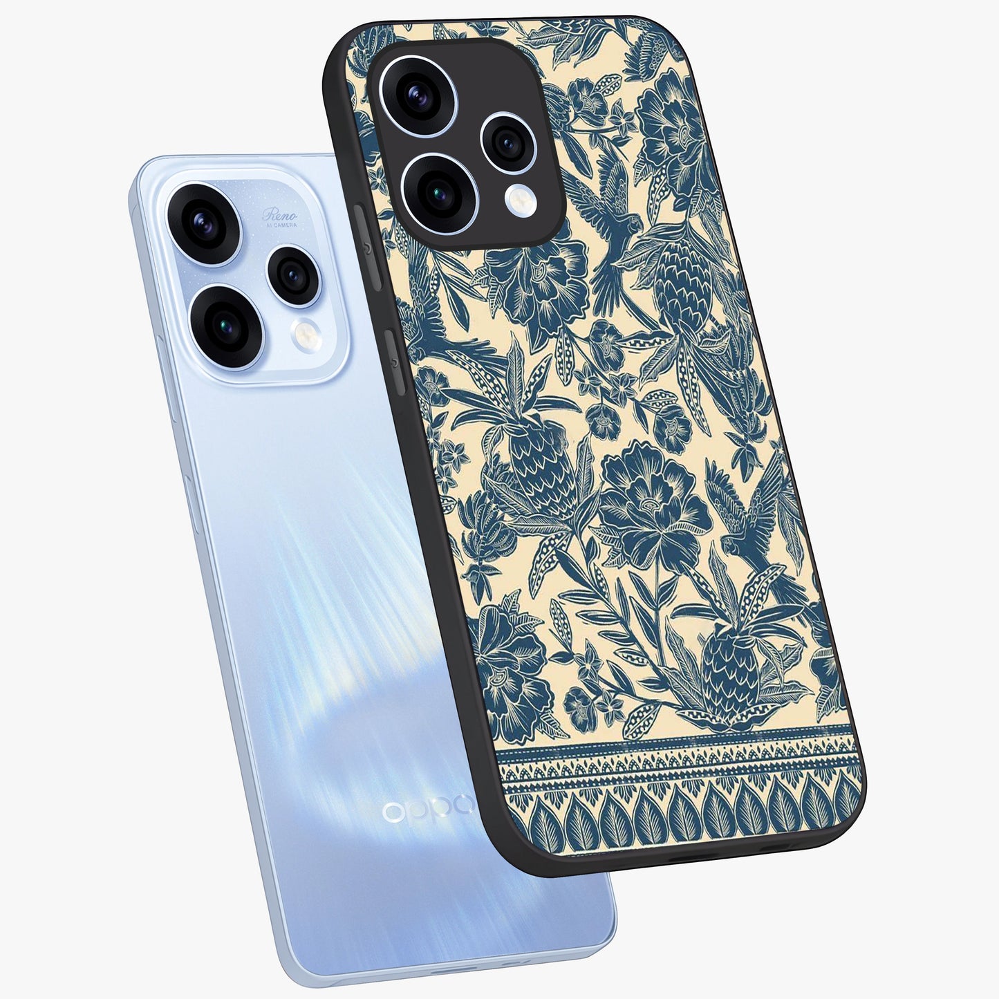 Heirloom Wild Bloom Glass Case displayed in angled mockup highlighting botanical bloom design with classic aesthetic style.
