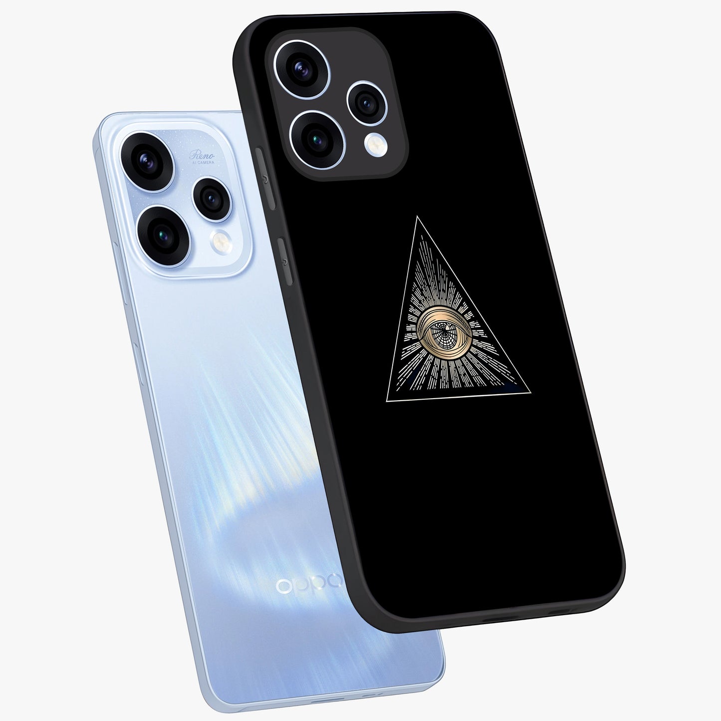 Illuminati Evil Glass Case displayed in angled mockup highlighting dark occult inspired design with bold aesthetic style.