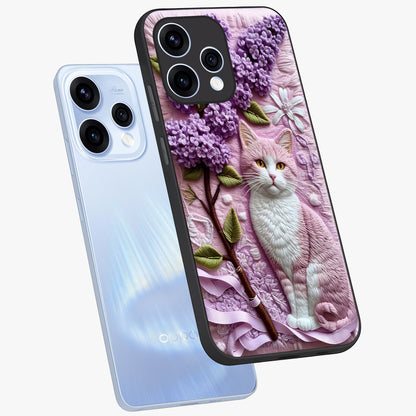 Lavender Cat Whimsy Glass Case displayed in angled mockup highlighting playful feline illustration with pastel lavender aesthetic.