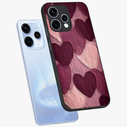 Layered Paper Hearts Glass Case displayed in angled mockup highlighting creative paper craft heart design with romantic aesthetic.